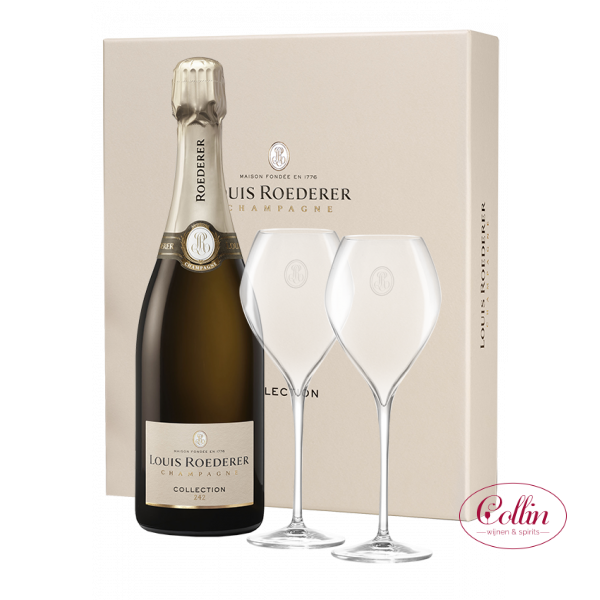 Champagne Louis Roederer Brut Collection  75cl  in etui + 2 glazen