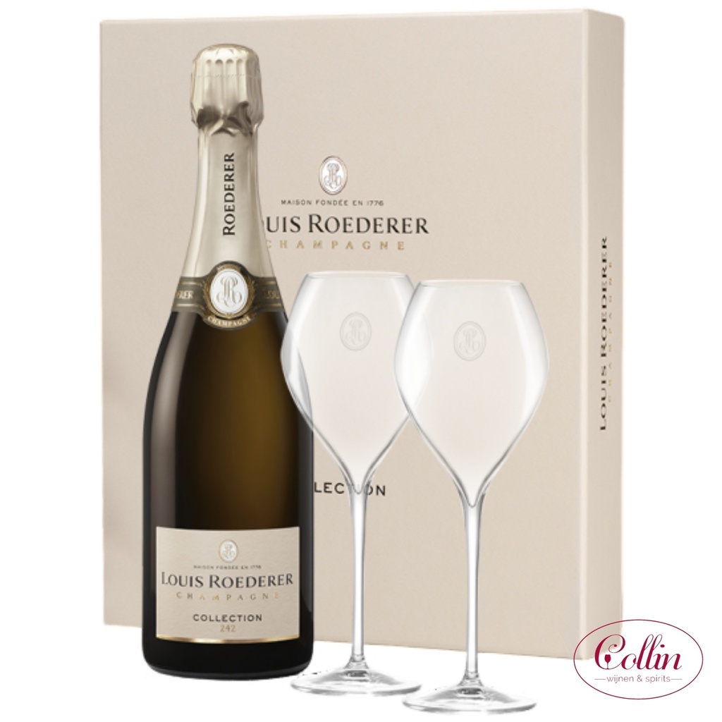 Champagne Louis Roederer Brut Collection  75cl  in etui + 2 glazen